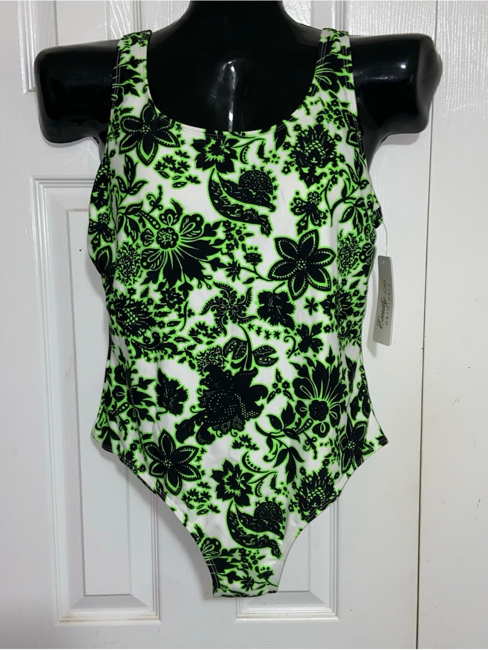 Woman’s Neon Green Floral One-Piece Swimsuit